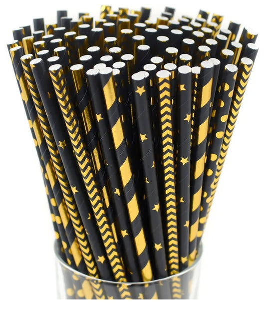 Paper Straws Metallic 25ct